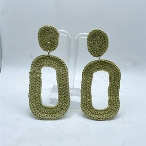 Crochet Olive Green Oval Stud/Dangle Earring